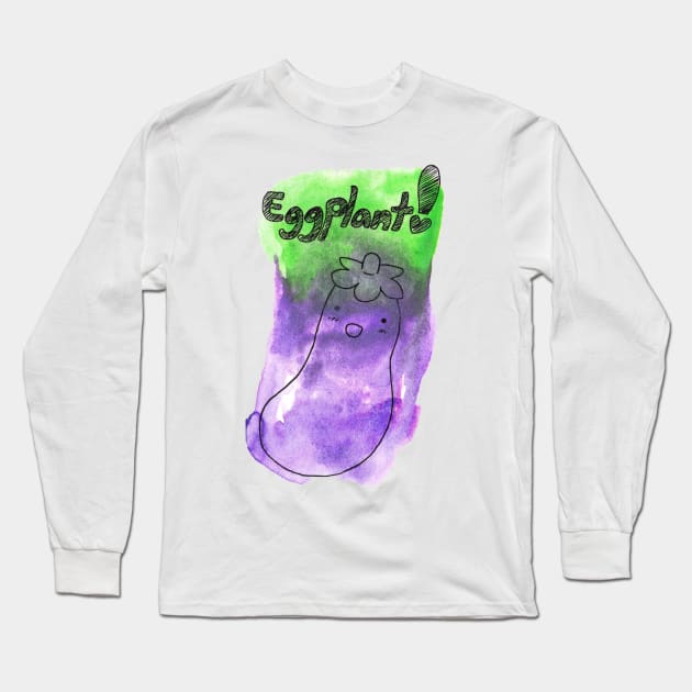 Cute Watercolor Eggplant! Long Sleeve T-Shirt by saradaboru